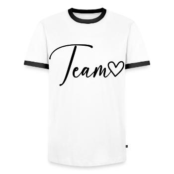 Police de l’équipe Heart - T-shirt contrasté Homme - blanc/noir - Devant - AI Model Female 172 light (172cm) & AI Model Male 178 dark (178cm)
