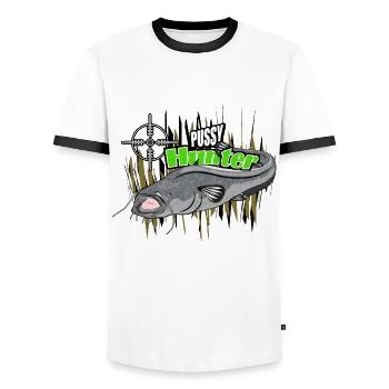 Welsjäger - Männer Kontrast-T-Shirt - Weiß/Schwarz - Vorne - AI Model Female 172 light (172cm) & AI Model Male 178 dark (178cm)