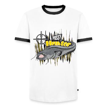 Welsjäger - Männer Kontrast-T-Shirt - Weiß/Schwarz - Vorne - AI Model Female 172 light (172cm) & AI Model Male 178 dark (178cm)