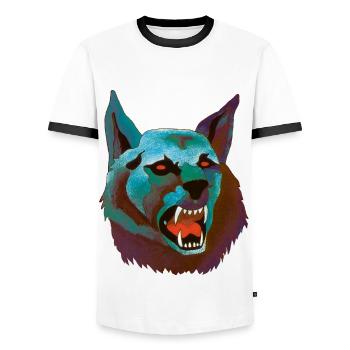 Die Drei ??? und der Karpatenhund Cover - Männer Kontrast-T-Shirt - Weiß/Schwarz - Vorne - AI Model Female 172 light (172cm) & AI Model Male 178 dark (178cm)