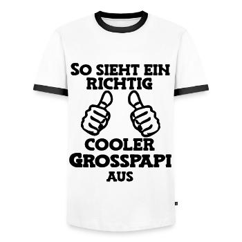 So sieht ein cooler Grosspapi Opa Schweiz - Männer Kontrast-T-Shirt - Weiß/Schwarz - Vorne - AI Model Female 172 light (172cm) & AI Model Male 178 dark (178cm)