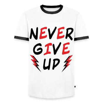 N’abandonnez jamais - Motivation Courage - Vous pouvez le faire - T-shirt contrasté Homme - blanc/noir - Devant - AI Model Female 172 light (172cm) & AI Model Male 178 dark (178cm)