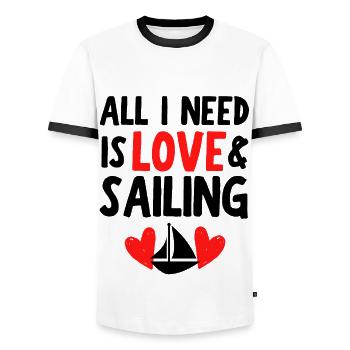 All I need is love and sailing - Men's Ringer Shirt - white/black - Front - AI Model Female 172 light (172cm) & AI Model Male 178 dark (178cm)