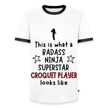Das ist, was ein Badass, Ninja, Superstar, Krocket p - Männer Kontrast-T-Shirt - Weiß/Schwarz - Vorne - AI Model Female 172 light (172cm) & AI Model Male 178 dark (178cm)