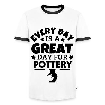 Every day is a great day for pottery. - Men's Ringer Shirt - white/black - Front - AI Model Female 172 light (172cm) & AI Model Male 178 dark (178cm)