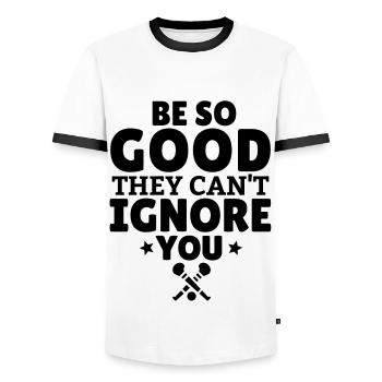 Hurling: Soyez si bon qu’ils ne peuvent pas vous ignorer - T-shirt contrasté Homme - blanc/noir - Devant - AI Model Female 172 light (172cm) & AI Model Male 178 dark (178cm)