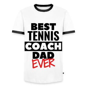 Meilleur entraîneur de tennis papa de tous les temps. - T-shirt contrasté Homme - blanc/noir - Devant - AI Model Female 172 light (172cm) & AI Model Male 178 dark (178cm)