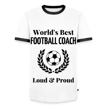 World's best football coach - Men's Ringer Shirt - white/black - Front - AI Model Female 172 light (172cm) & AI Model Male 178 dark (178cm)