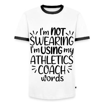 I'm not swearing I'm using my athletics coach word - Men's Ringer Shirt - white/black - Front - AI Model Female 172 light (172cm) & AI Model Male 178 dark (178cm)