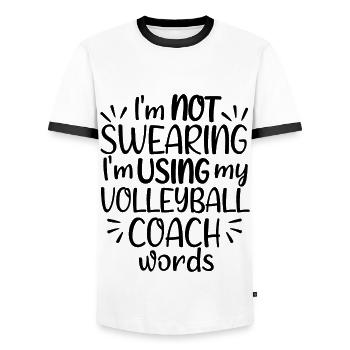 J’utilise les mots de mon entraîneur de volleyball - T-shirt contrasté Homme - blanc/noir - Devant - AI Model Female 172 light (172cm) & AI Model Male 178 dark (178cm)