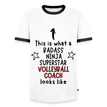 Badass, Ninja, Superstar, Entraîneur de volleyball - T-shirt contrasté Homme - blanc/noir - Devant - AI Model Female 172 light (172cm) & AI Model Male 178 dark (178cm)