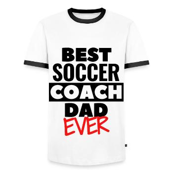 Best Soccer Coach Dad ever - Men's Ringer Shirt - white/black - Front - AI Model Female 172 light (172cm) & AI Model Male 178 dark (178cm)