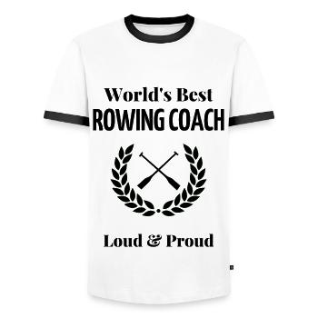 World's best rowing coach. - Men's Ringer Shirt - white/black - Front - AI Model Female 172 light (172cm) & AI Model Male 178 dark (178cm)