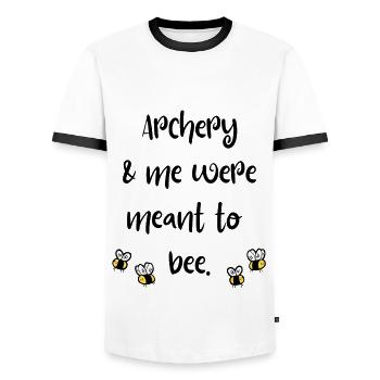 Bogenschießen & ich waren dazu bestimmt, Bienen zu sein - Männer Kontrast-T-Shirt - Weiß/Schwarz - Vorne - AI Model Female 172 light (172cm) & AI Model Male 178 dark (178cm)