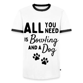 Alles, was Sie brauchen, ist Bowling und ein Hund - Männer Kontrast-T-Shirt - Weiß/Schwarz - Vorne - AI Model Female 172 light (172cm) & AI Model Male 178 dark (178cm)