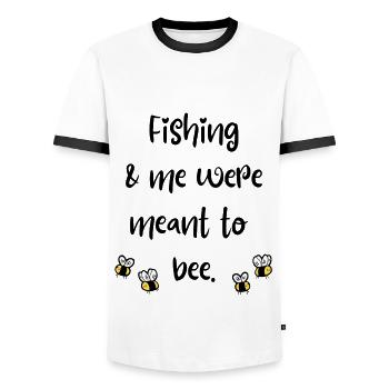 La pêche et moi étions destinés à l’abeille - T-shirt contrasté Homme - blanc/noir - Devant - AI Model Female 172 light (172cm) & AI Model Male 178 dark (178cm)