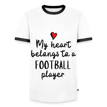 Mon cœur appartient à un joueur de football. - T-shirt contrasté Homme - blanc/noir - Devant - AI Model Female 172 light (172cm) & AI Model Male 178 dark (178cm)