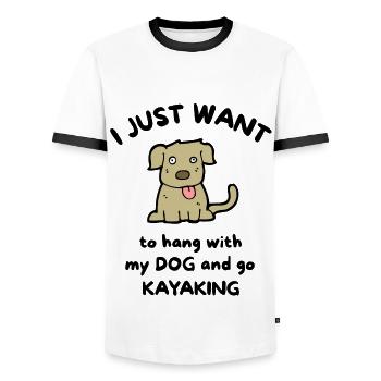 Je veux juste traîner avec mon chien et faire du kayak - T-shirt contrasté Homme - blanc/noir - Devant - AI Model Female 172 light (172cm) & AI Model Male 178 dark (178cm)