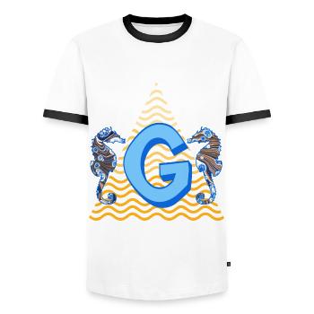 Seahorse E 262 g - Men's Ringer Shirt - white/black - Front - AI Model Female 172 light (172cm) & AI Model Male 178 dark (178cm)