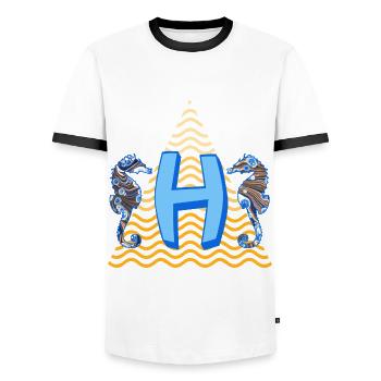 Hippocampe e 262 h - T-shirt contrasté Homme - blanc/noir - Devant - AI Model Female 172 light (172cm) & AI Model Male 178 dark (178cm)