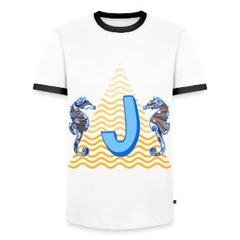 Hippocampe E 262 J - T-shirt contrasté Homme - blanc/noir - Devant - AI Model Female 172 light (172cm) & AI Model Male 178 dark (178cm)