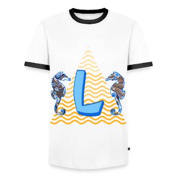 Seahorse E 262 l - Men's Ringer Shirt - white/black - Front - AI Model Female 172 light (172cm) & AI Model Male 178 dark (178cm)