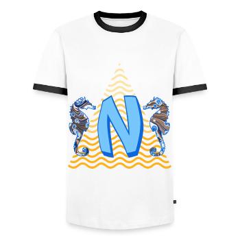 Seahorse E 262 N - T-shirt contrasté Homme - blanc/noir - Devant - AI Model Female 172 light (172cm) & AI Model Male 178 dark (178cm)