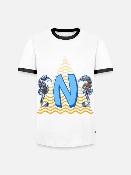 seepferdchen e 262 n - Männer Kontrast-T-Shirt - Weiß/Schwarz