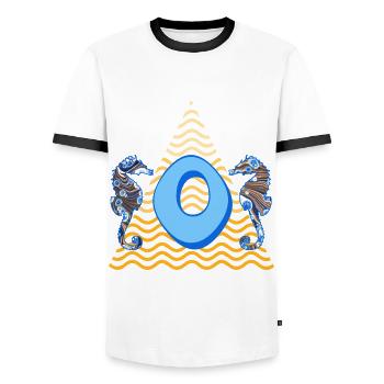 Hippocampe E 262 O - T-shirt contrasté Homme - blanc/noir - Devant - AI Model Female 172 light (172cm) & AI Model Male 178 dark (178cm)