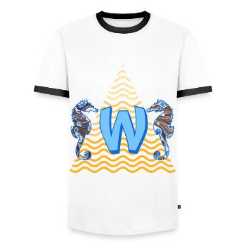 Seahorse E 262 W - T-shirt contrasté Homme - blanc/noir - Devant - AI Model Female 172 light (172cm) & AI Model Male 178 dark (178cm)