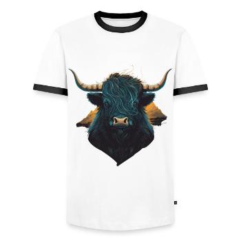 Himalaya Yak - Men's Ringer Shirt - white/black - Front - AI Model Female 172 light (172cm) & AI Model Male 178 dark (178cm)
