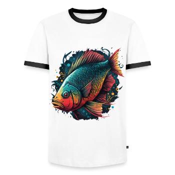 Roter Fisch - Männer Kontrast-T-Shirt - Weiß/Schwarz - Vorne - AI Model Female 172 light (172cm) & AI Model Male 178 dark (178cm)