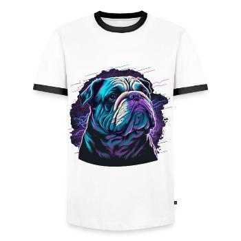 Black Bulldog - Men's Ringer Shirt - white/black - Front - AI Model Female 172 light (172cm) & AI Model Male 178 dark (178cm)