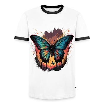 Butterfly Sunset - Men's Ringer Shirt - white/black - Front - AI Model Female 172 light (172cm) & AI Model Male 178 dark (178cm)