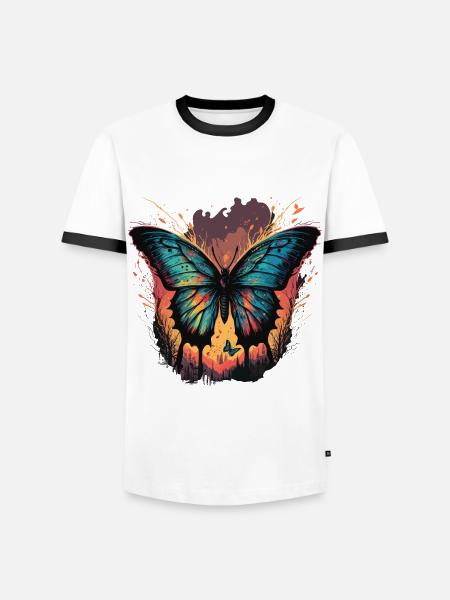 Butterfly Sunset - Men's Ringer Shirt - white/black
