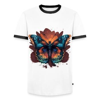 Dainty Butterfly - Men's Ringer Shirt - white/black - Front - AI Model Female 172 light (172cm) & AI Model Male 178 dark (178cm)