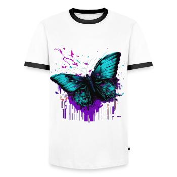 Butterfly Glowing Wings - Men's Ringer Shirt - white/black - Front - AI Model Female 172 light (172cm) & AI Model Male 178 dark (178cm)