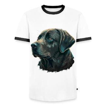 Gentle Labrador Retriever - Men's Ringer Shirt - white/black - Front - AI Model Female 172 light (172cm) & AI Model Male 178 dark (178cm)