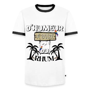 D' HUMEUR À BOIRE DU RHUM idée cadeau humour apéro - T-shirt contrasté Homme - blanc/noir - Devant - AI Model Female 172 light (172cm) & AI Model Male 178 dark (178cm)