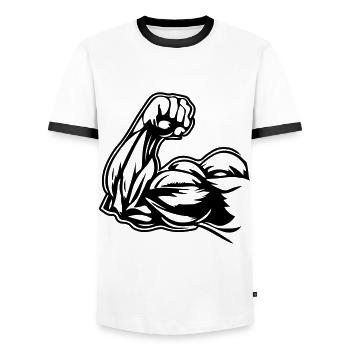 Arm Muscles Biceps - Men's Ringer Shirt - white/black - Front - AI Model Female 172 light (172cm) & AI Model Male 178 dark (178cm)