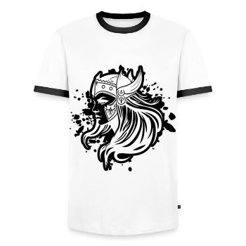 Viking Femme Guerrière Viking - T-shirt contrasté Homme - blanc/noir - Devant - AI Model Female 172 light (172cm) & AI Model Male 178 dark (178cm)