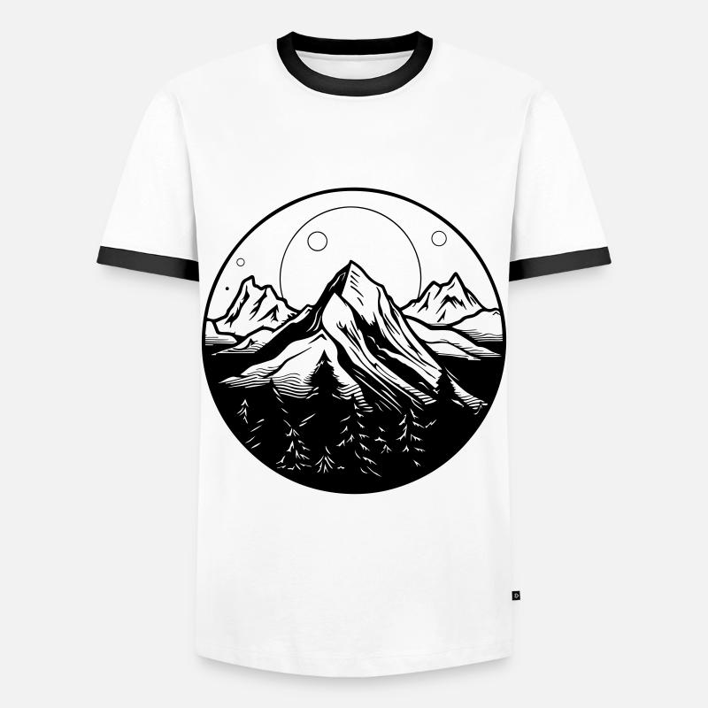Symbol Berge - Männer Kontrast-T-Shirt - Weiß/Schwarz