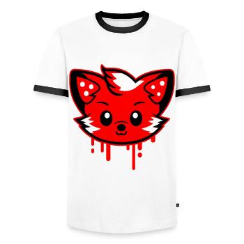 Fox Head Comic Cute - Men's Ringer Shirt - white/black - Front - AI Model Female 172 light (172cm) & AI Model Male 178 dark (178cm)
