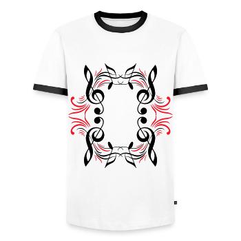 Partitions musicales - T-shirt contrasté Homme - blanc/noir - Devant - AI Model Female 172 light (172cm) & AI Model Male 178 dark (178cm)