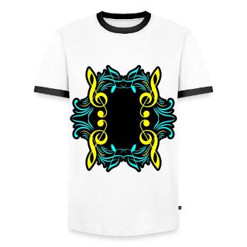 Music notes symbol clef - Men's Ringer Shirt - white/black - Front - AI Model Female 172 light (172cm) & AI Model Male 178 dark (178cm)