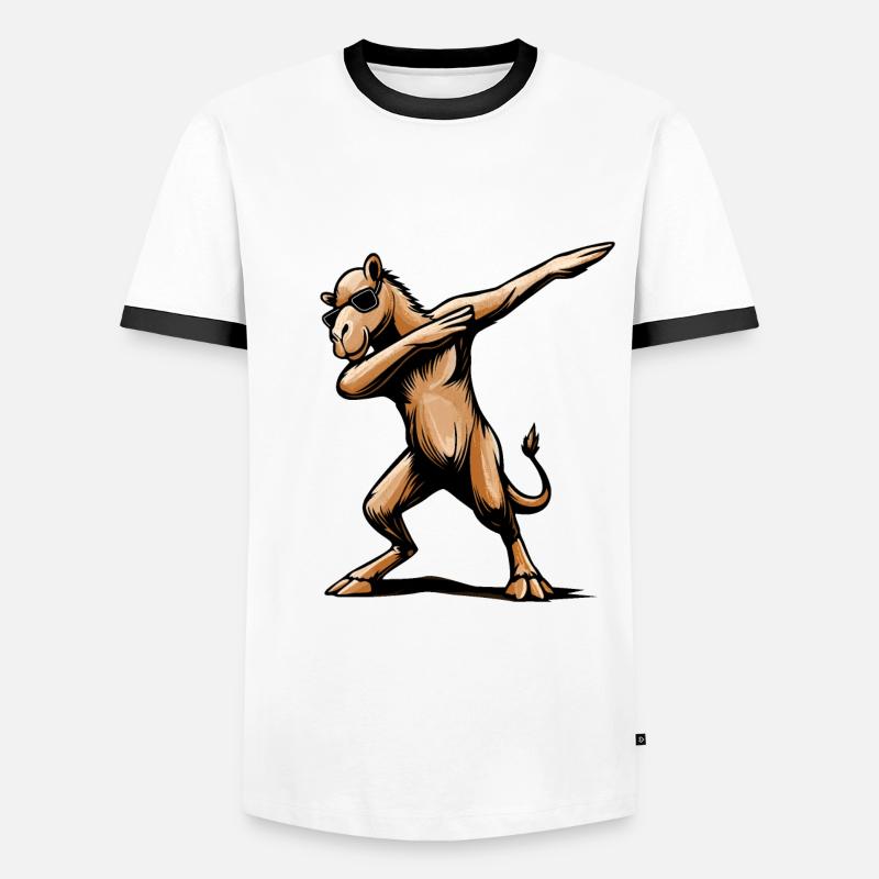 Stylisches Dabbing-Dromedar Design Geschenk - Männer Kontrast-T-Shirt - Weiß/Schwarz