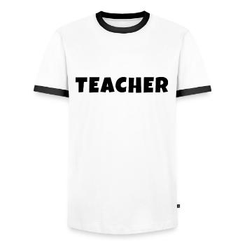 Teacher Noun Teacher Définition English Teacher - T-shirt contrasté Homme - blanc/noir - Devant - AI Model Female 172 light (172cm) & AI Model Male 178 dark (178cm)