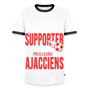 Cadeau foot ajaccio supporter football ajaccien - T-shirt contrasté Homme - blanc/noir - Devant - AI Model Female 172 light (172cm) & AI Model Male 178 dark (178cm)