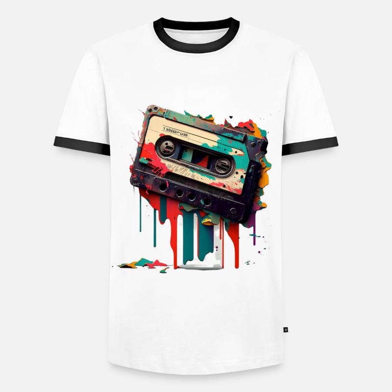 Retro Mixtape - Men's Ringer Shirt - white/black