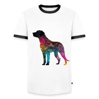 Bunte Hunde - Hunde Gruppe - Männer Kontrast-T-Shirt - Weiß/Schwarz - Vorne - AI Model Female 172 light (172cm) & AI Model Male 178 dark (178cm)